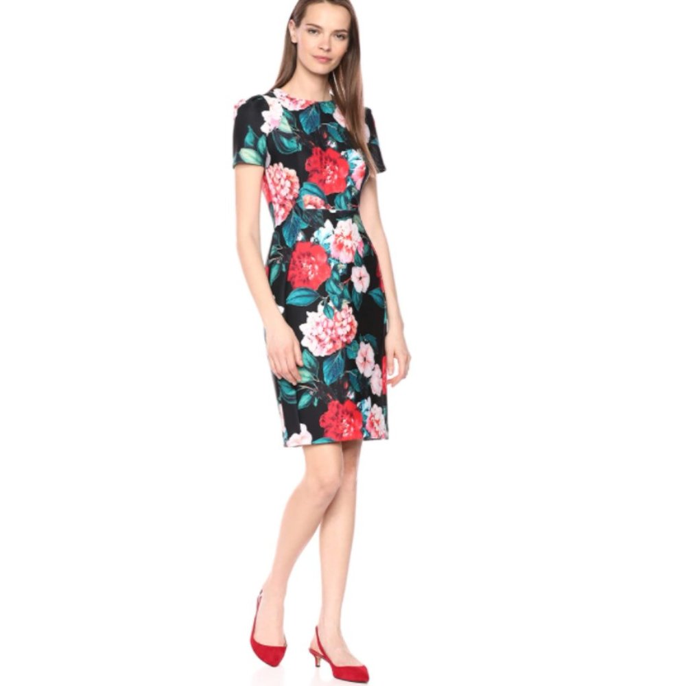 NWT Calvin Klein Scuba Floral Sheath Dress 12